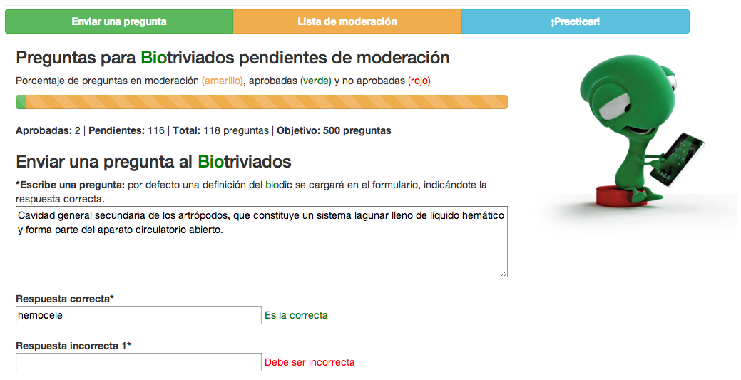 Enviar preguntas - Biotriviados - Un trivial de preguntas científicas